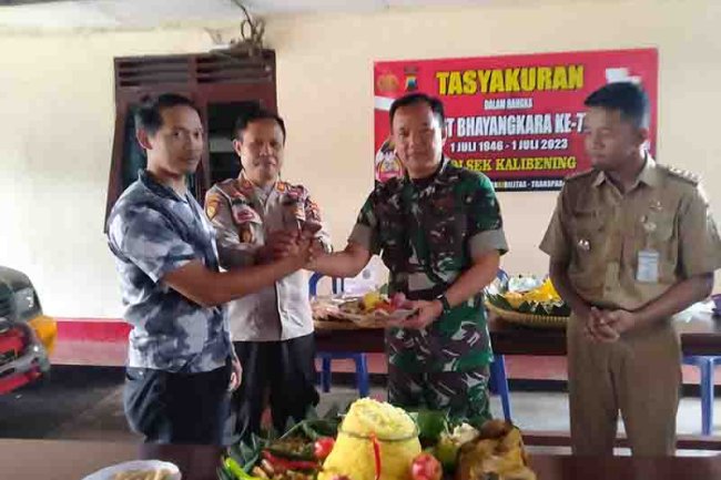 UCAPAN SELAMAT HARI BHAYANGKARA KE-77 DANRAMIL 06/ KALIBENING KEPADA POLSEK KALIBENING