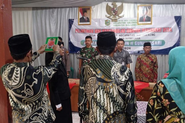 Danramil Hadiri  Pengambilan Sumpah Jabatan dan Pelantikan Perangkat Desa Kadus 11 gunungsari.