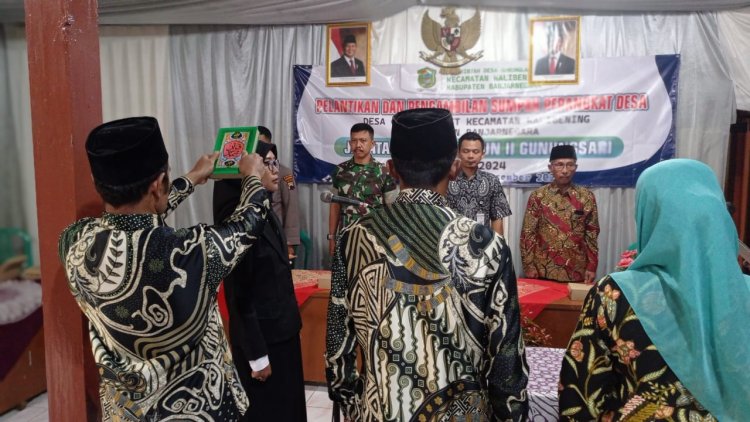 Danramil Hadiri  Pengambilan Sumpah Jabatan dan Pelantikan Perangkat Desa Kadus 11 gunungsari.